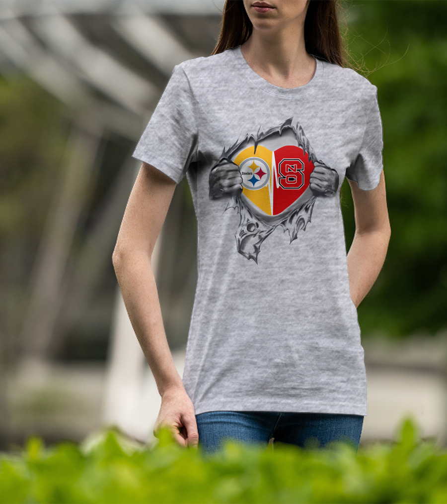 Steelers NC State Heart Pittsburgh Pride Wolfpack Loyalty T-Shirt