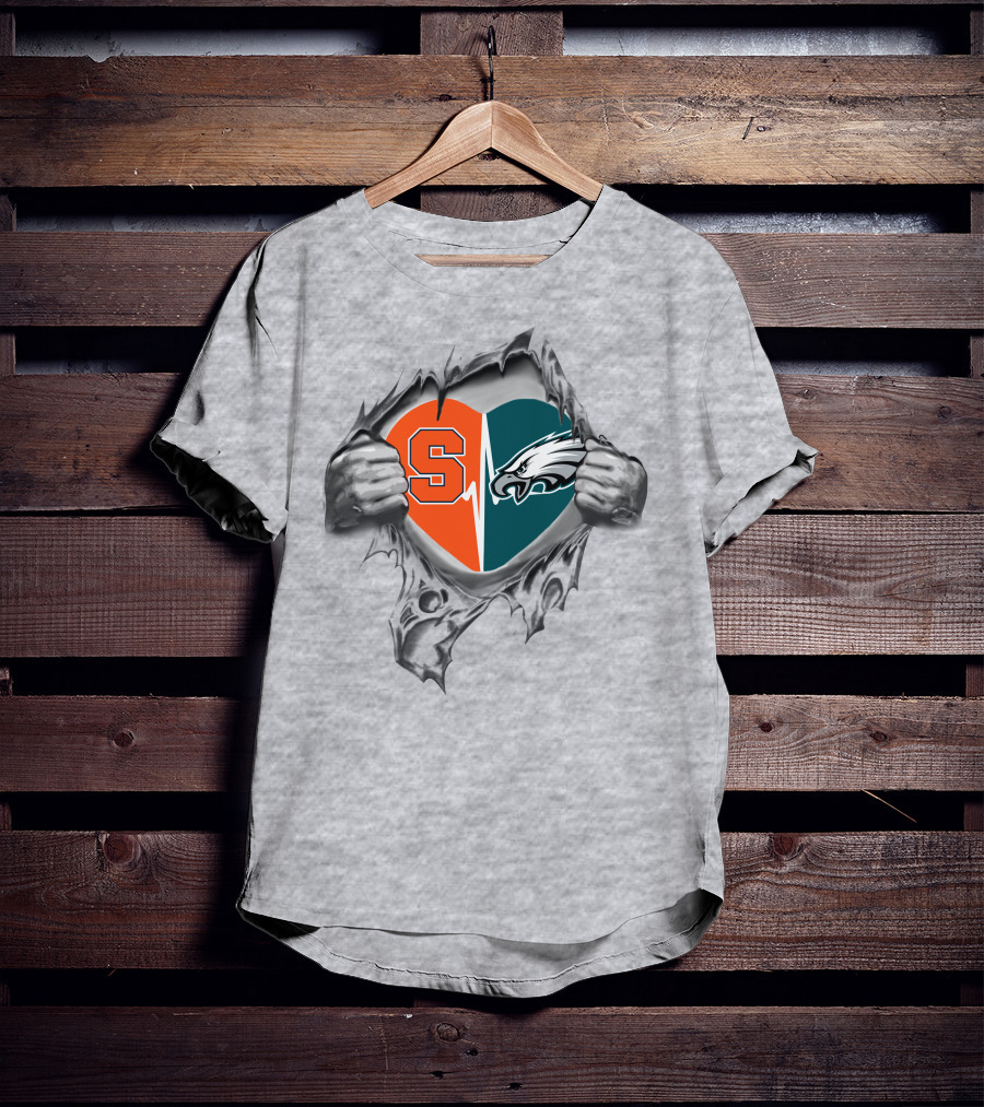 Syracuse Orange Philadelphia Eagles Heart T-Shirt