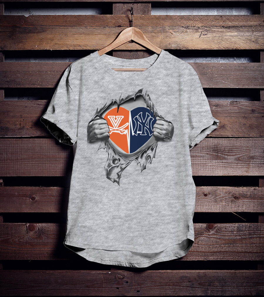 Yankees Cavaliers Heart With Split T-Shirt