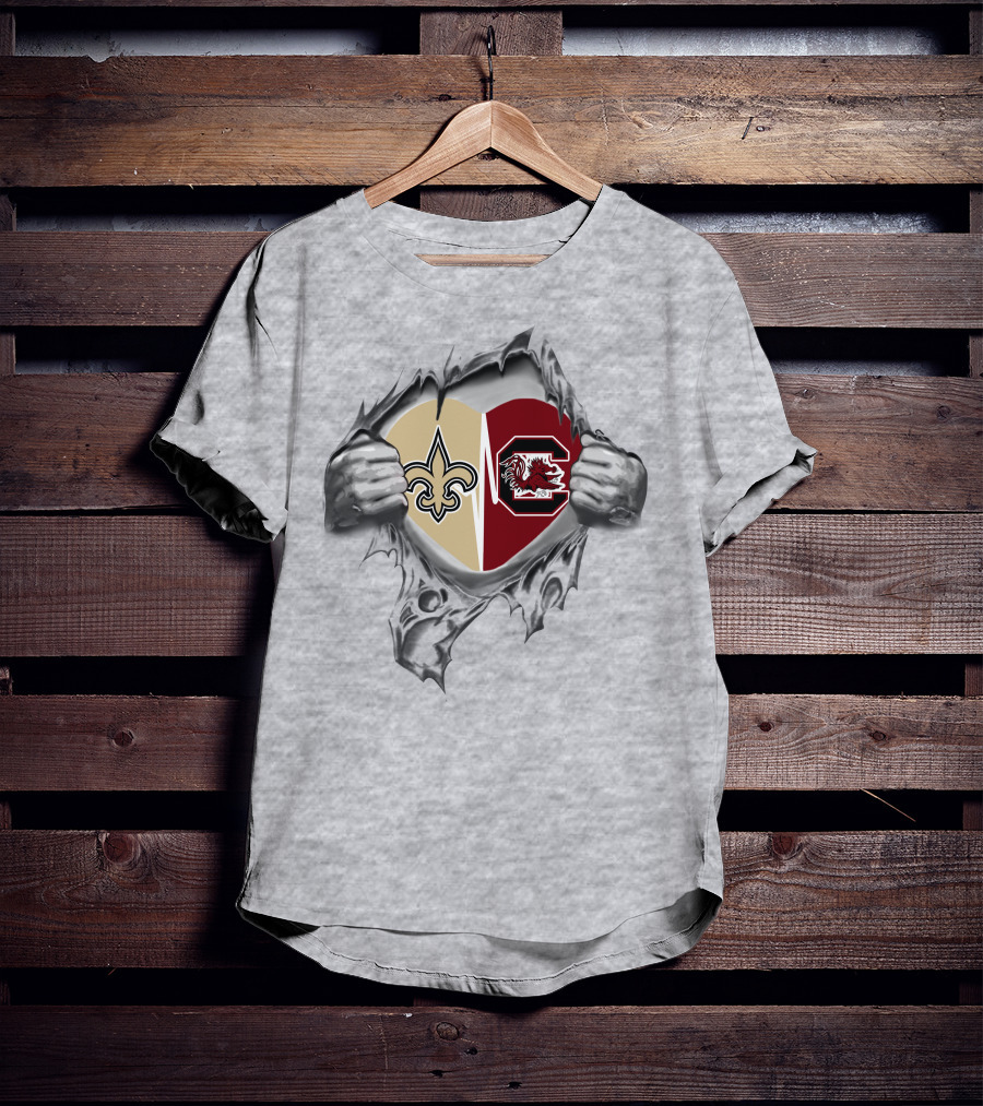 Saints Gamecocks Heart Hands Logo Passion T-Shirt