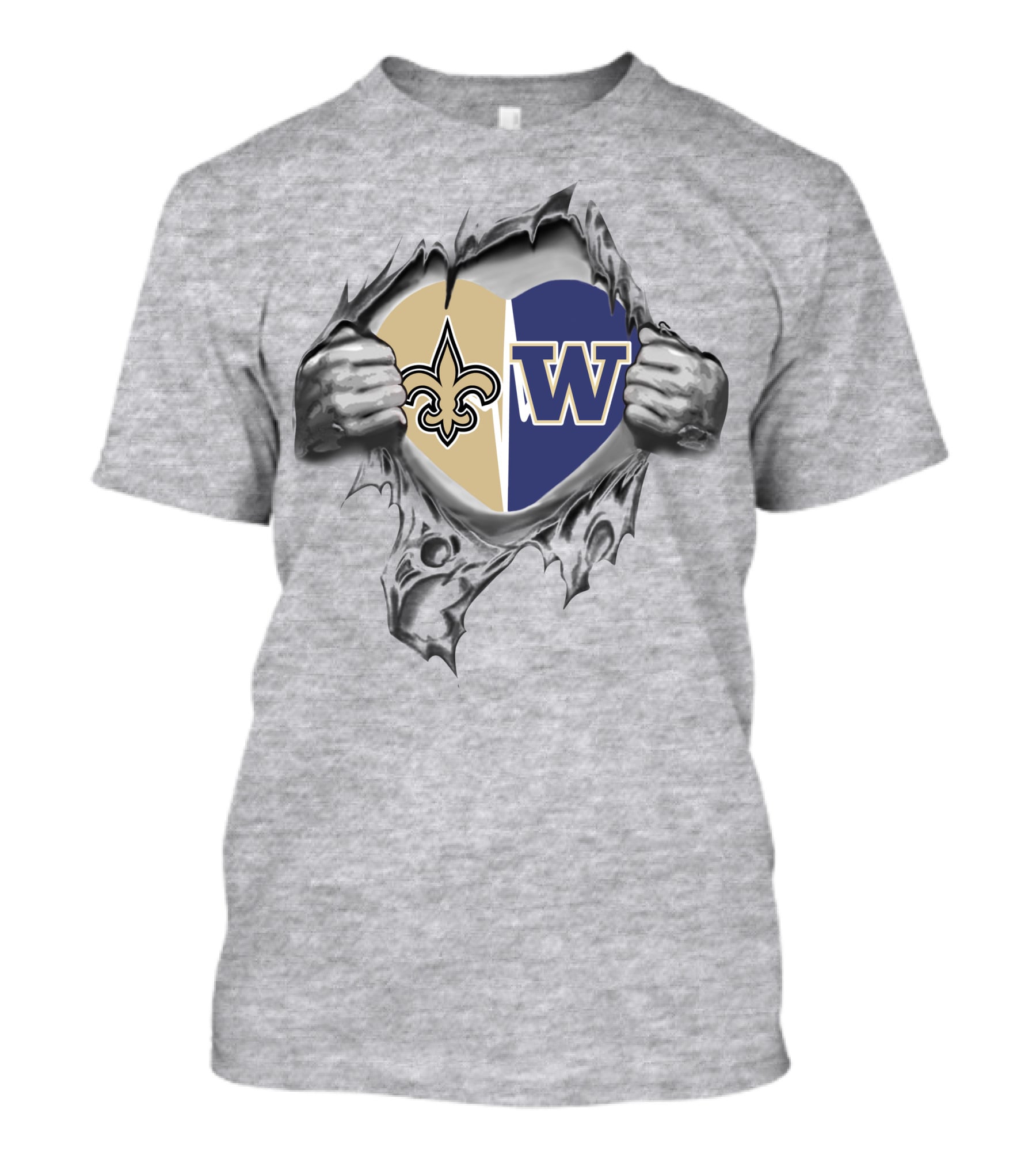 Saints Huskies Heart Logo Rip T-Shirt