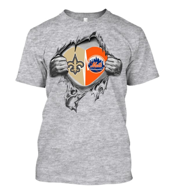 Saints Mets Heart With Iconic Symbols T-Shirt