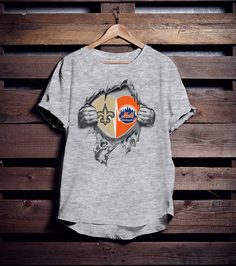 Saints Mets Heart With Iconic Symbols T-Shirt