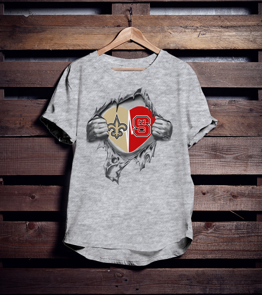 Saints NC State Heart Split T-Shirt