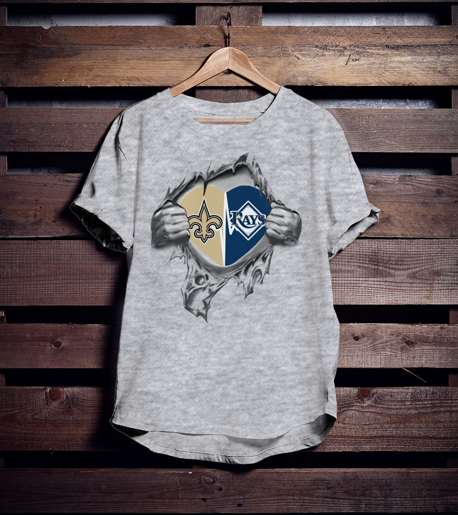 Saints Rays Heart Logo With Torn Hands T-Shirt