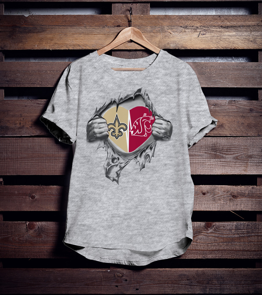 Saints Washington State Cougars Heart It's In My Heart T-Shirt