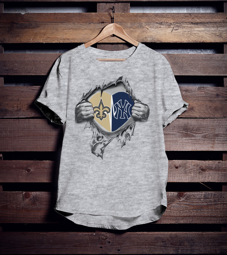 Saints Yankees Heart Torn Open T-Shirt