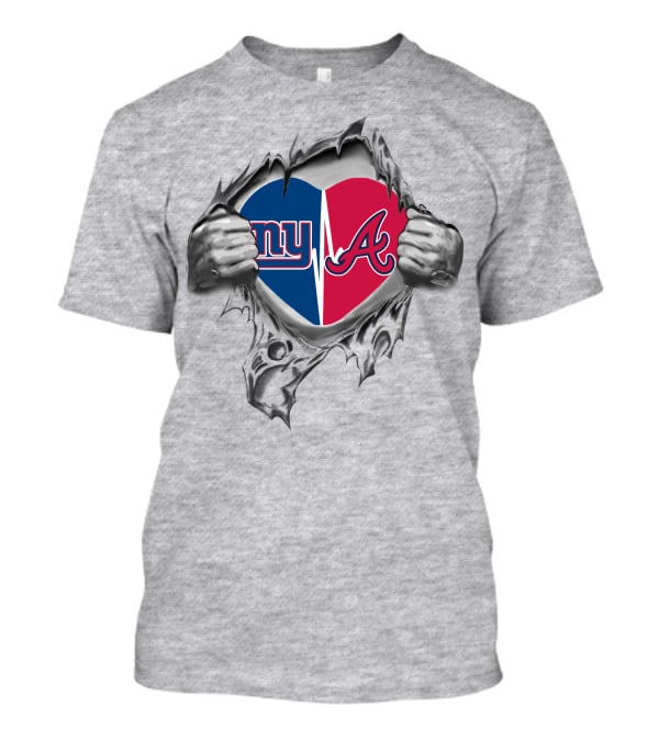 New York Giants Atlanta Braves Heartbeat Connection T-Shirt