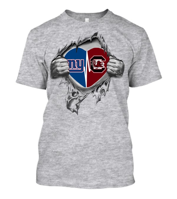 New York Giants South Carolina Gamecocks Heart T-Shirt