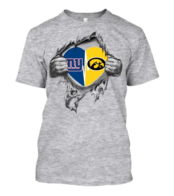 New York Giants Iowa Hawkeyes Heart T-Shirt