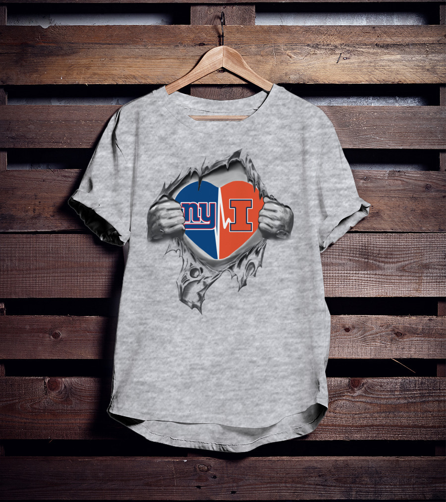 Giants Illinois NY Heart Divide T-Shirt