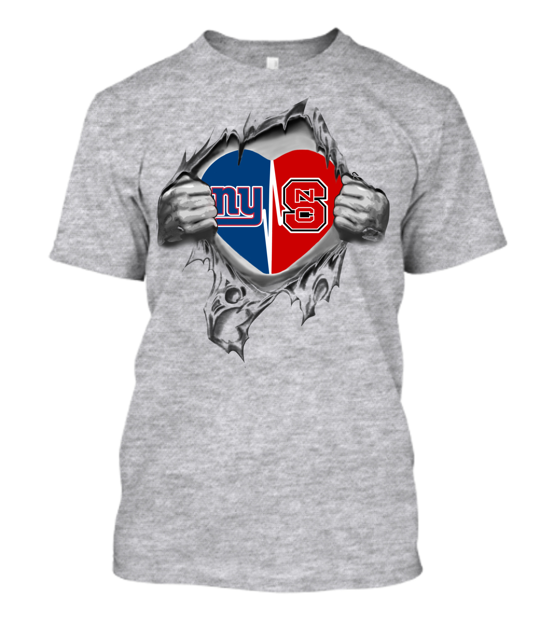 Giants NC State Heart Symbol Ripped T-Shirt