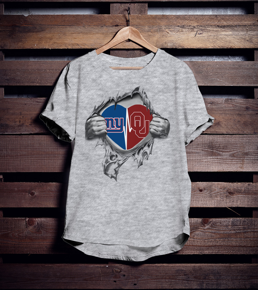 Giants Sooners Heart Ny OU T-Shirt