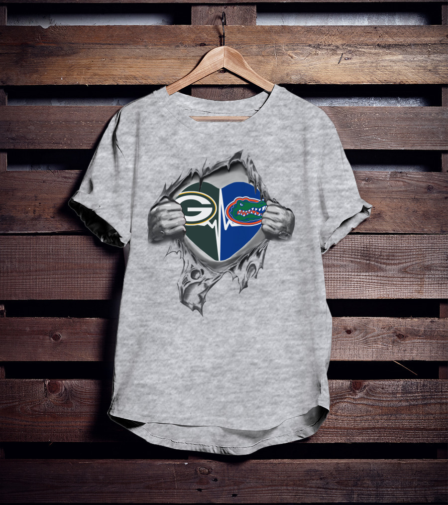 Green Bay Packers Florida Gators Heartbeat Blend T-Shirt