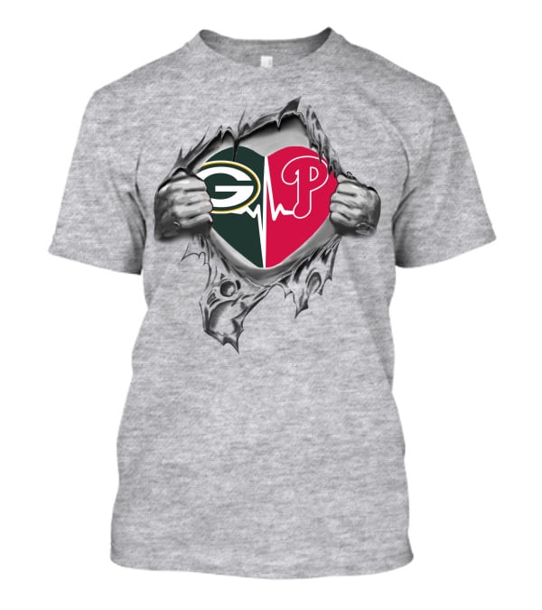 Green Bay Packers Philadelphia Phillies Heartbeat T-Shirt