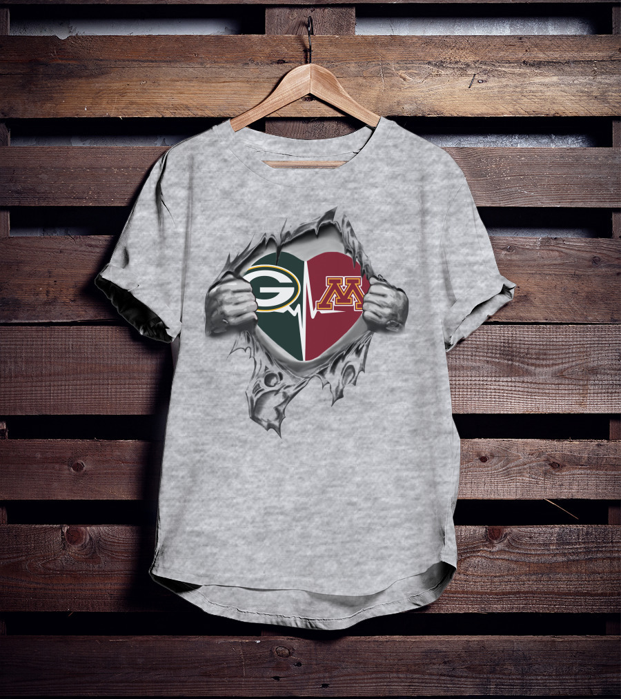 Green Bay Packers Minnesota Gophers Heartbeat T-Shirt