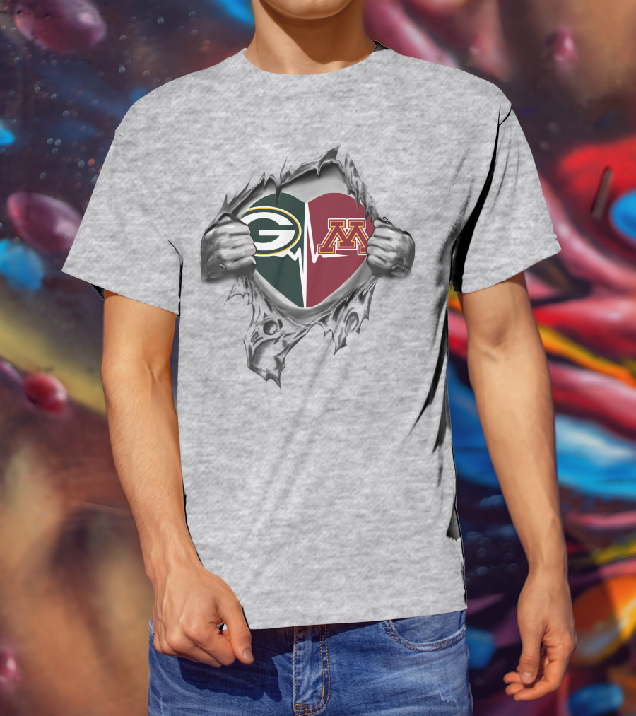 Green Bay Packers Minnesota Gophers Heartbeat T-Shirt