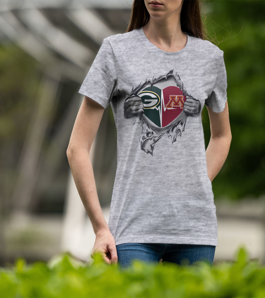 Green Bay Packers Minnesota Gophers Heartbeat T-Shirt