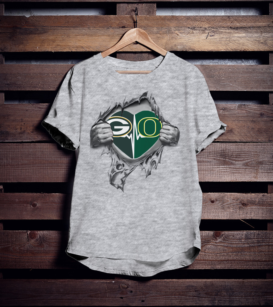 Green Bay Packers Oregon Ducks Heartbeat T-Shirt