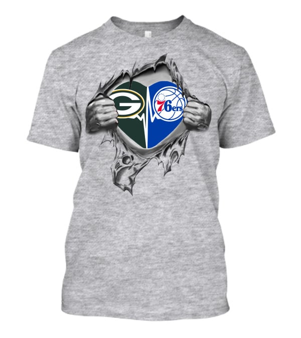 Green Bay Packers Philadelphia 76ers Logo Mashup T-Shirt