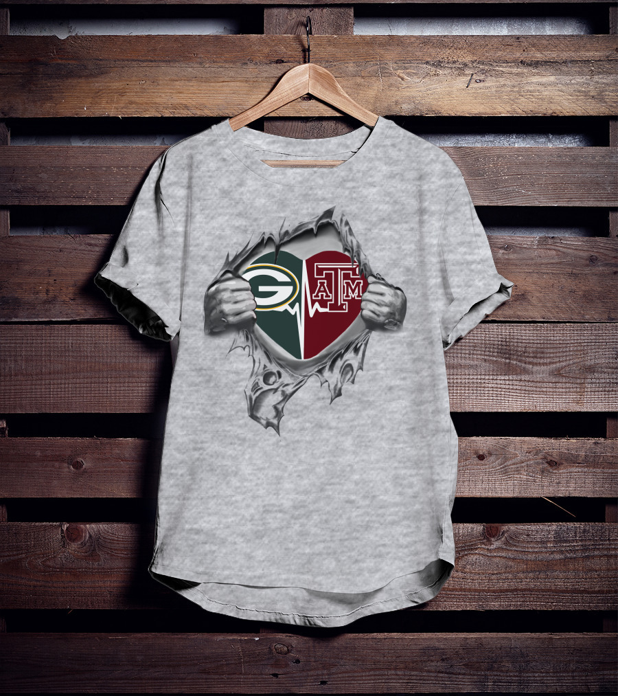 Green Bay Packers Texas A&M Heart T-Shirt