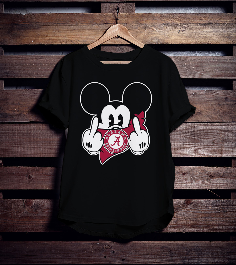 Alabama Crimson Tide Mickey Mouse Logo Football T-Shirt