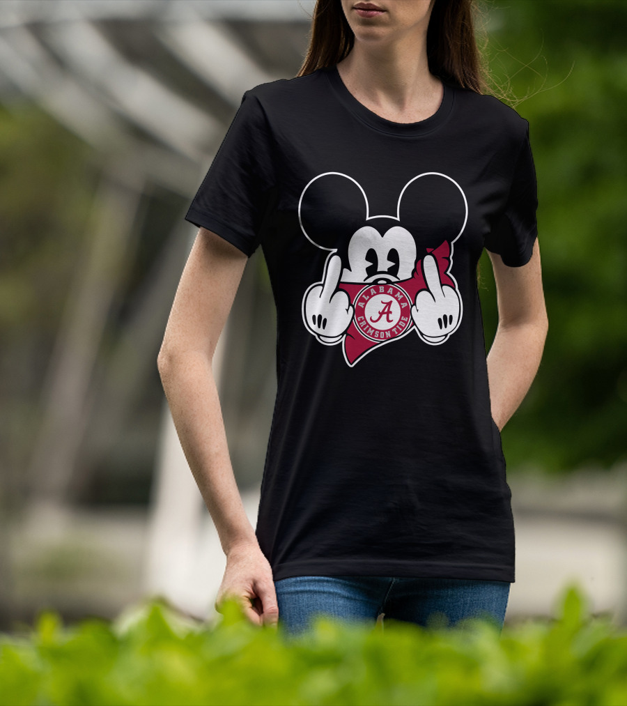 Alabama Crimson Tide Mickey Mouse Logo Football T-Shirt