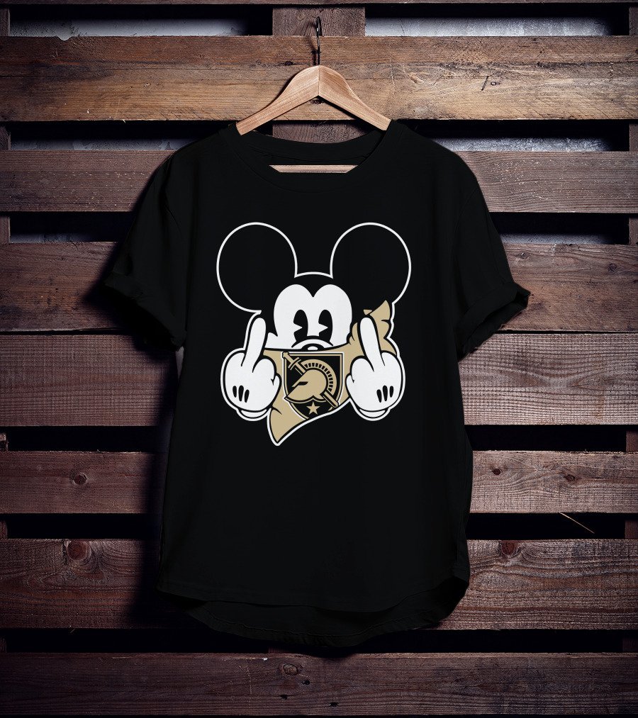 Mickey Army Black Knights Logo Middle Fingers T-Shirt