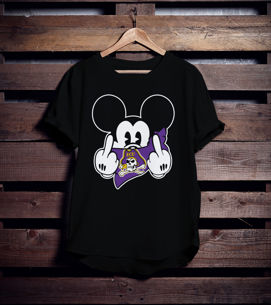 Ecu Pirates Mickey Middle Finger T-Shirt