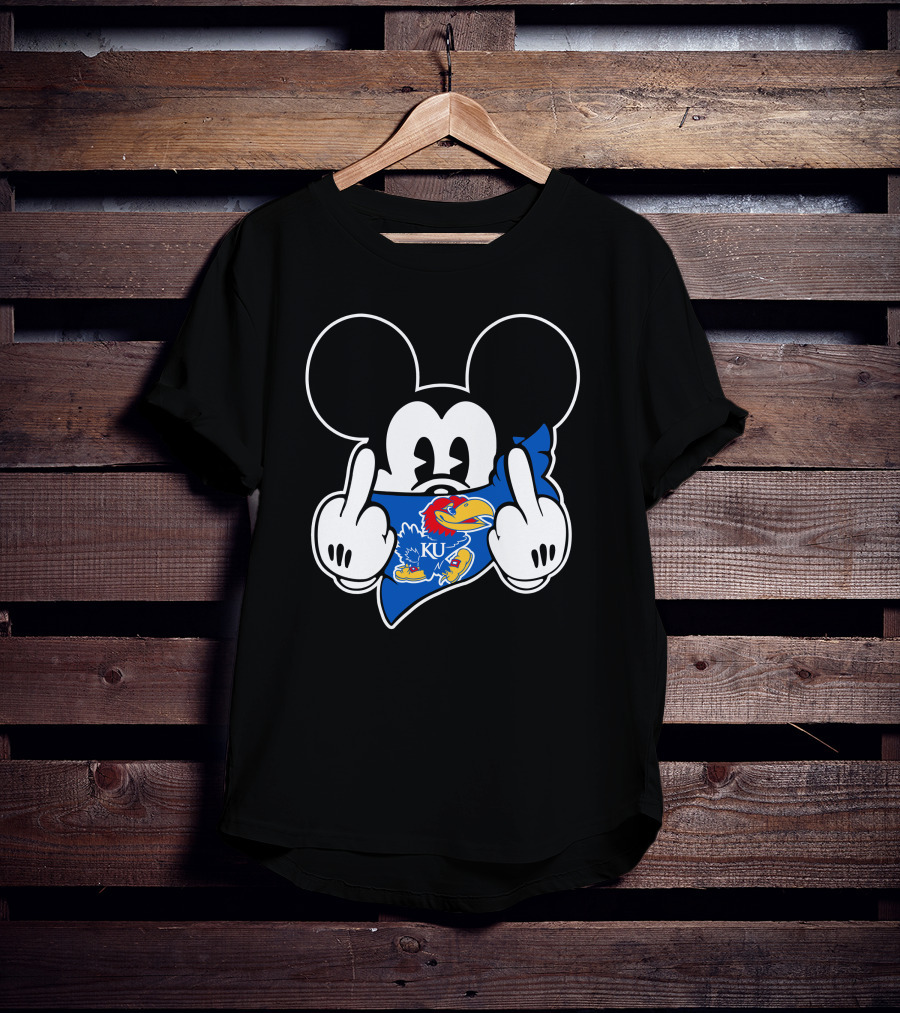Kansas Jayhawks Mickey Mouse KU Logo Dark Humor T-Shirt