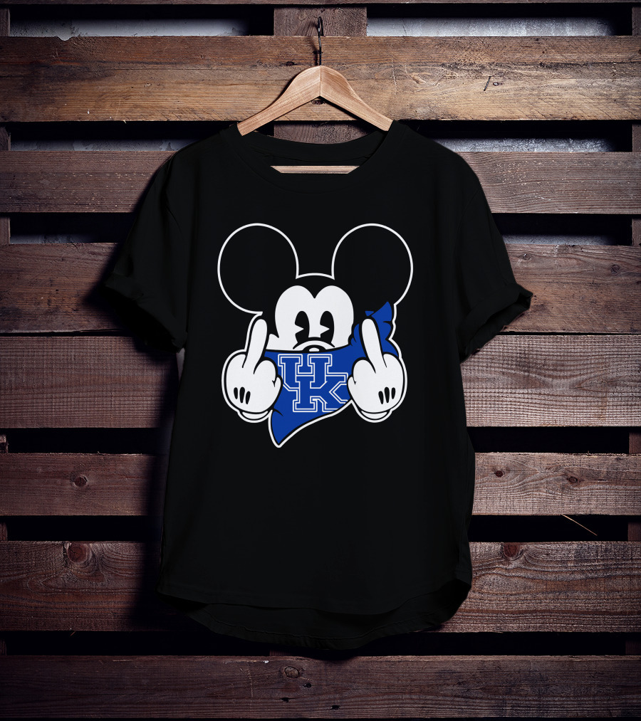 Kentucky Wildcats Mickey Middle Finger Gesture UK T-Shirt