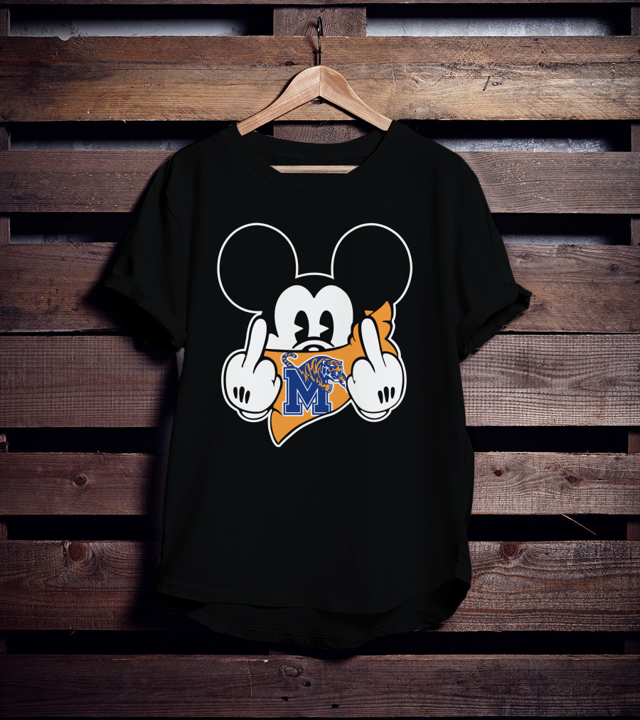 Memphis Tigers Mickey Mouse Logo Bandana Gesture T-Shirt