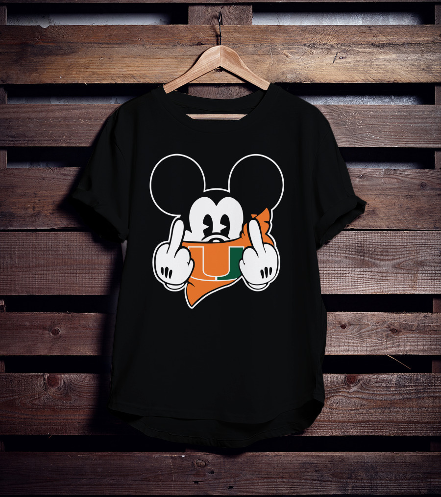 Miami Hurricanes Mickey Mouse U Hand Gesture T-Shirt