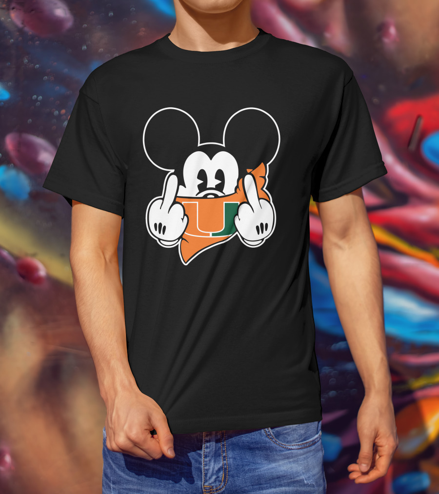 Miami Hurricanes Mickey Mouse U Hand Gesture T-Shirt