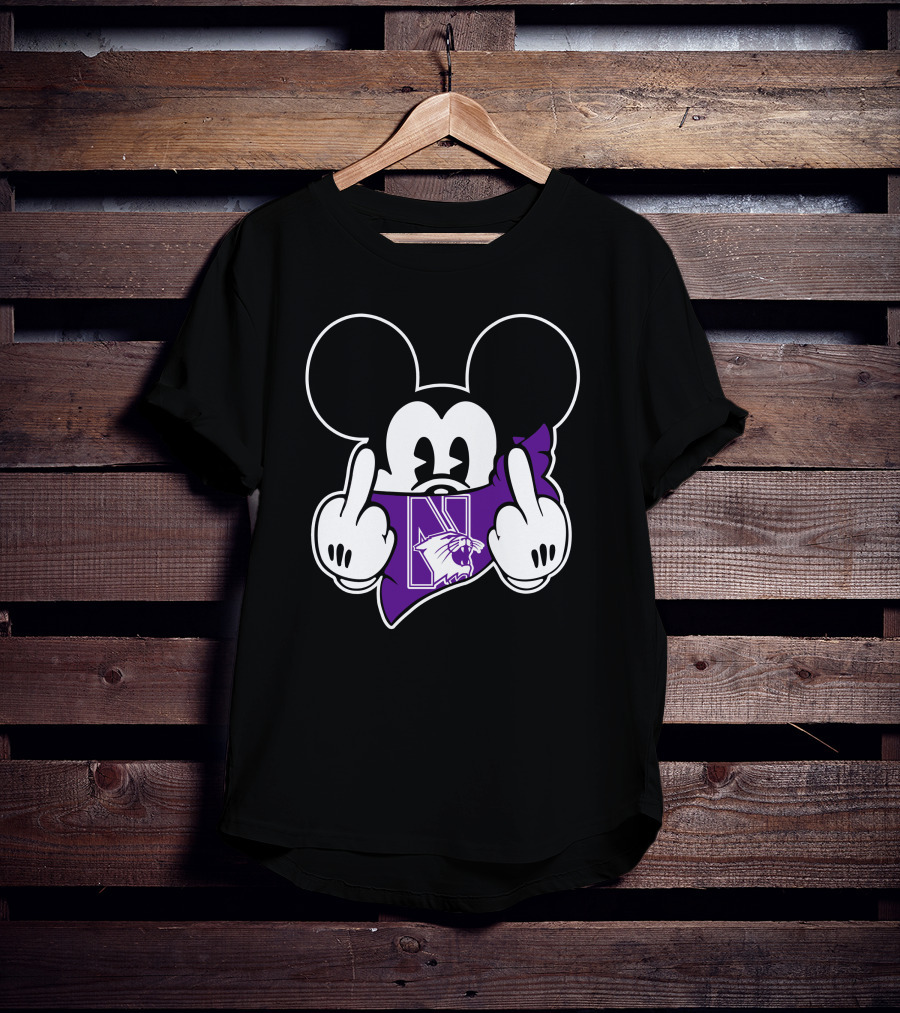 Northwestern Wildcats Mickey Middle Fingers T-Shirt