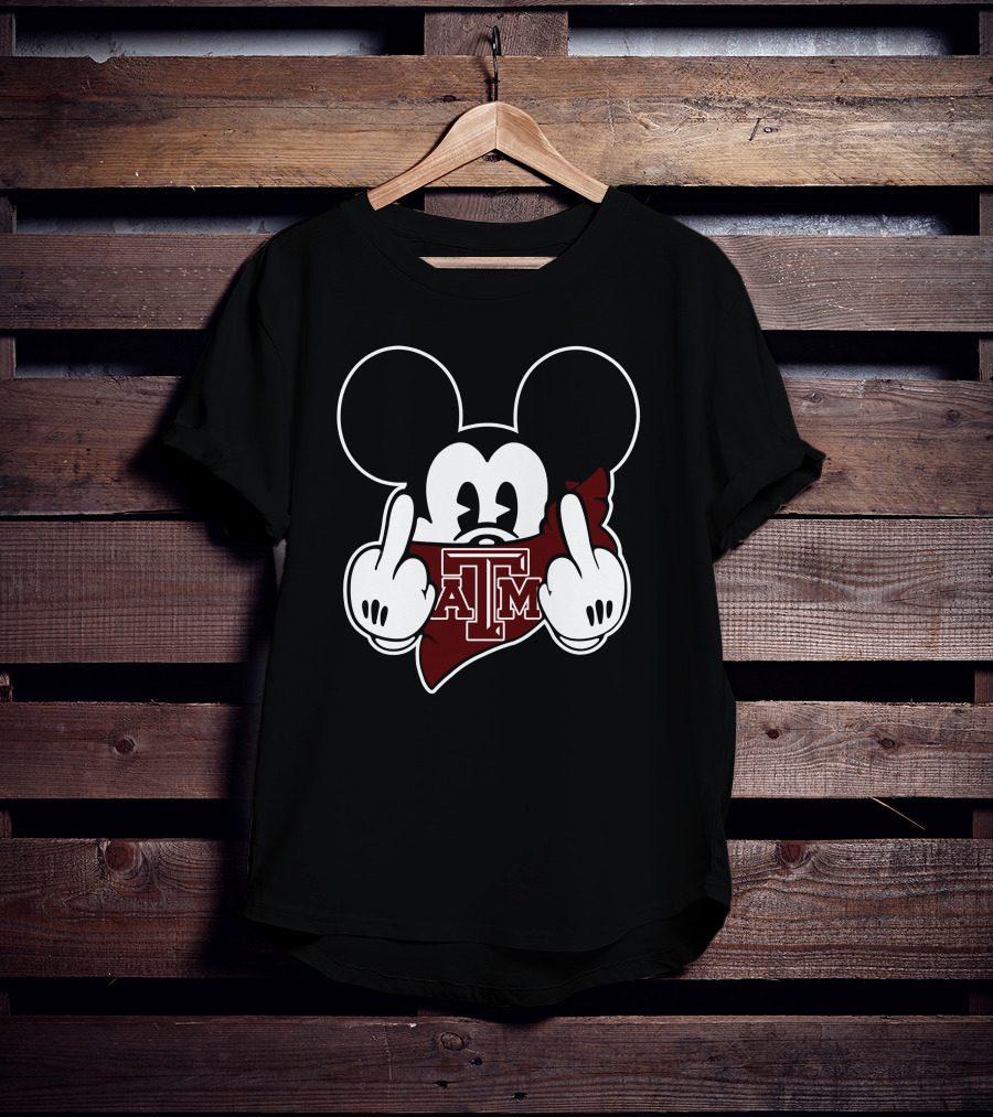 Texas A&M Aggies Mickey Middle Finger Gesture T-Shirt