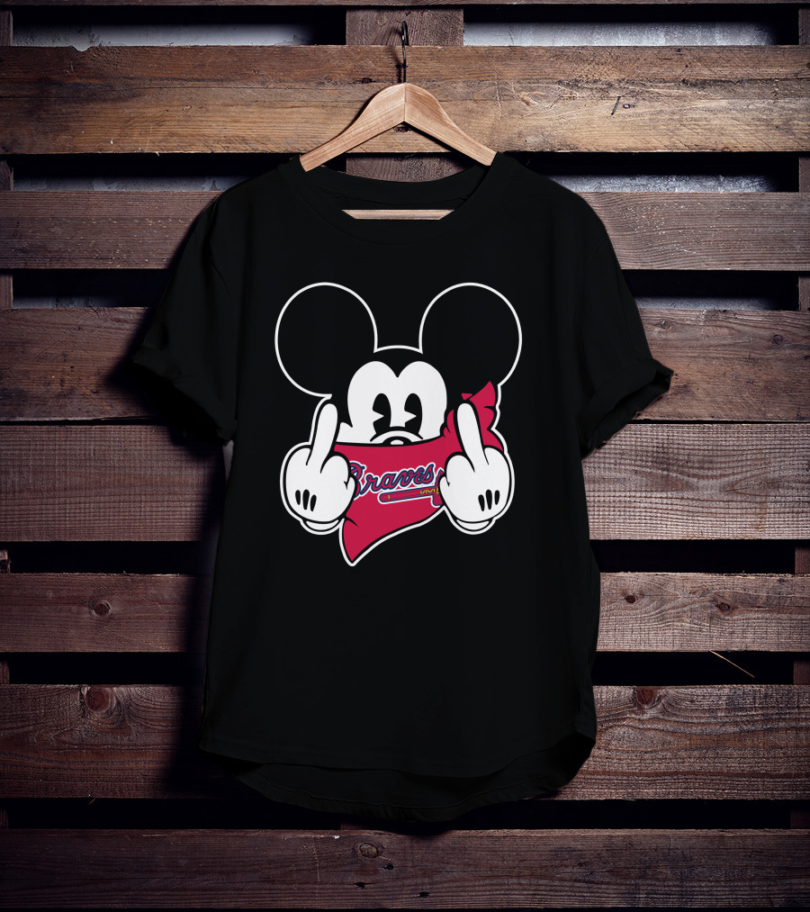 Braves Mickey Mouse Fan Art With Red Bandana T-Shirt