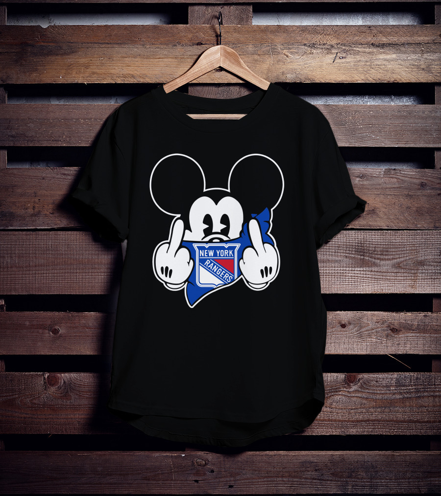 New York Rangers Mickey Middle Fingers Graphics T-Shirt