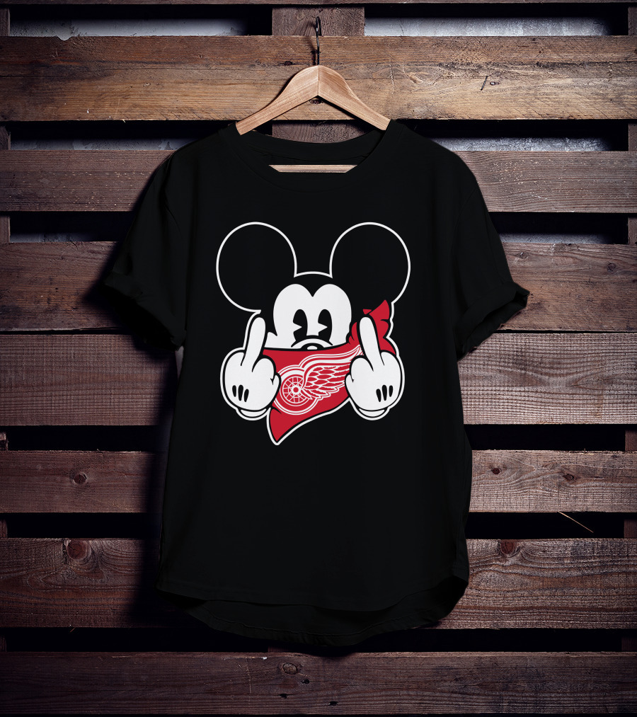 Red Wings Mickey Middle Finger T-Shirt