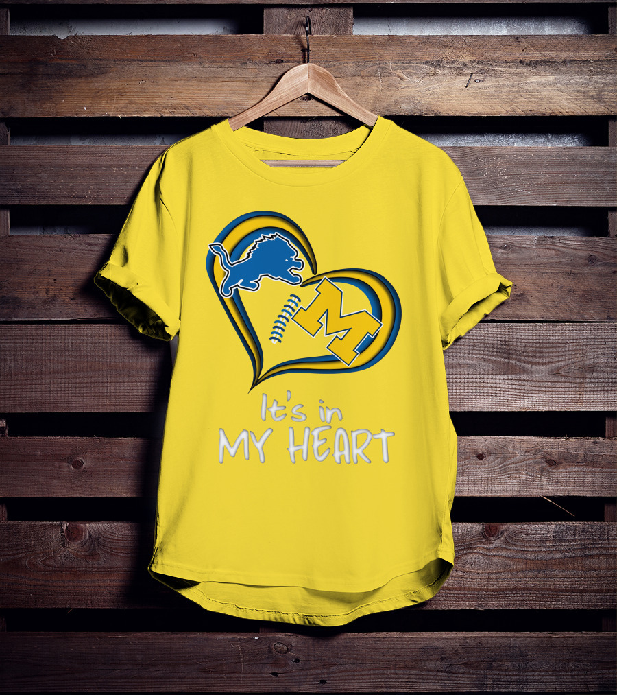 Lions Michigan M Heart It's In My Heart T-Shirt