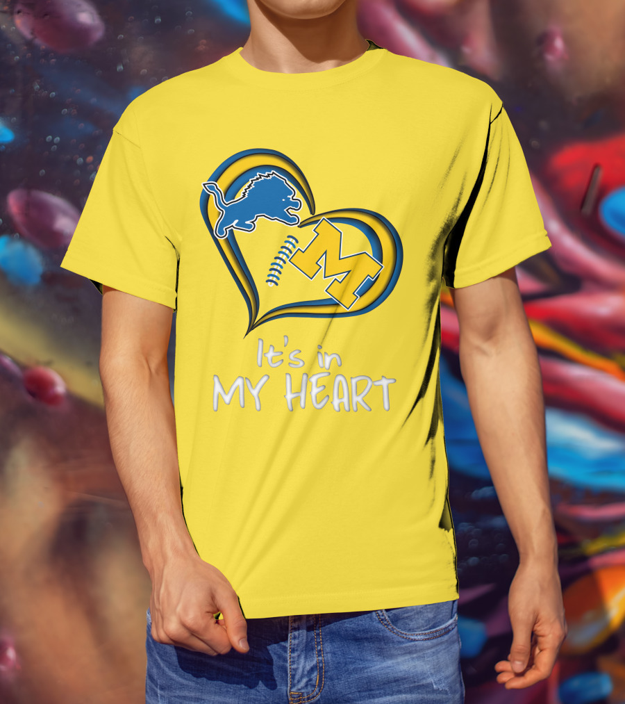 Lions Michigan M Heart It's In My Heart T-Shirt