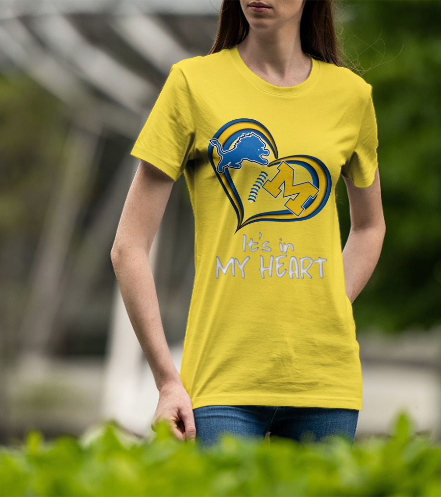 Lions Michigan M Heart It's In My Heart T-Shirt