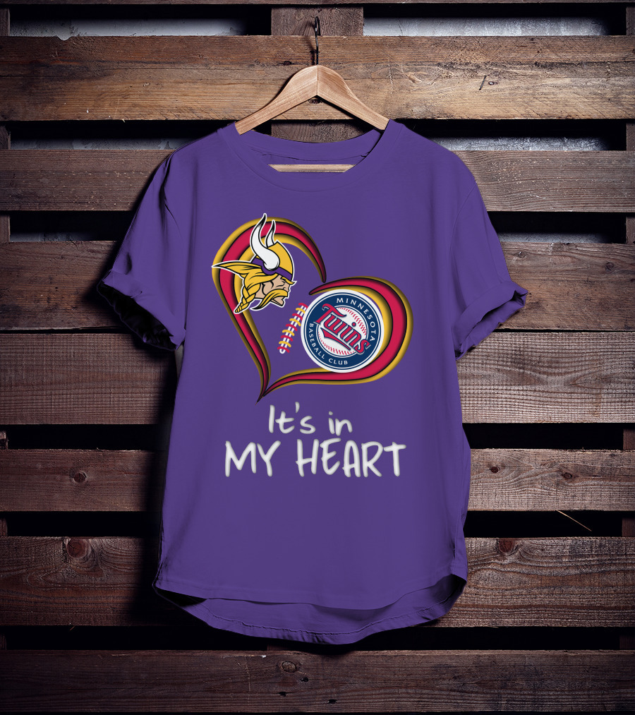 Minnesota Vikings Twins Baseball Club It's In My Heart T-Shirt