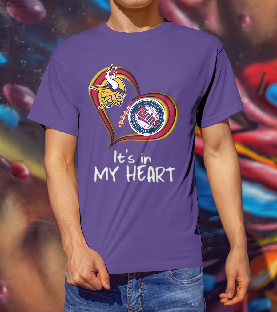 Minnesota Vikings Twins Baseball Club It's In My Heart T-Shirt