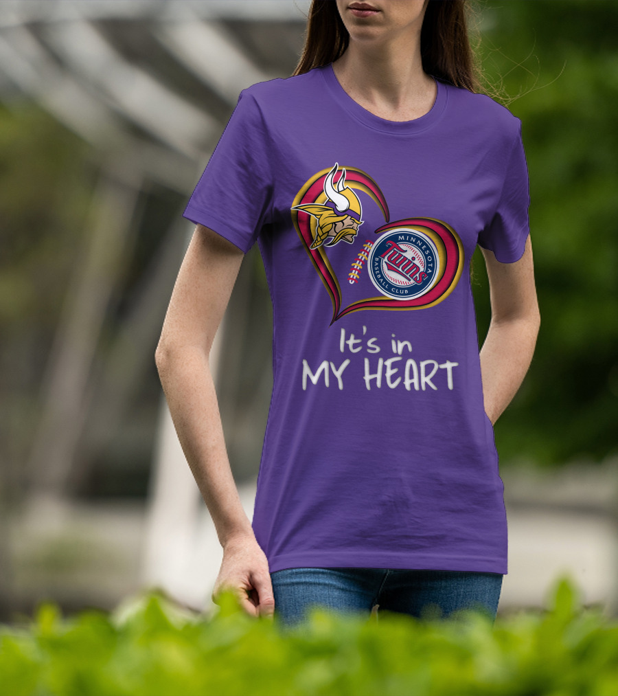 Minnesota Vikings Twins Baseball Club It's In My Heart T-Shirt