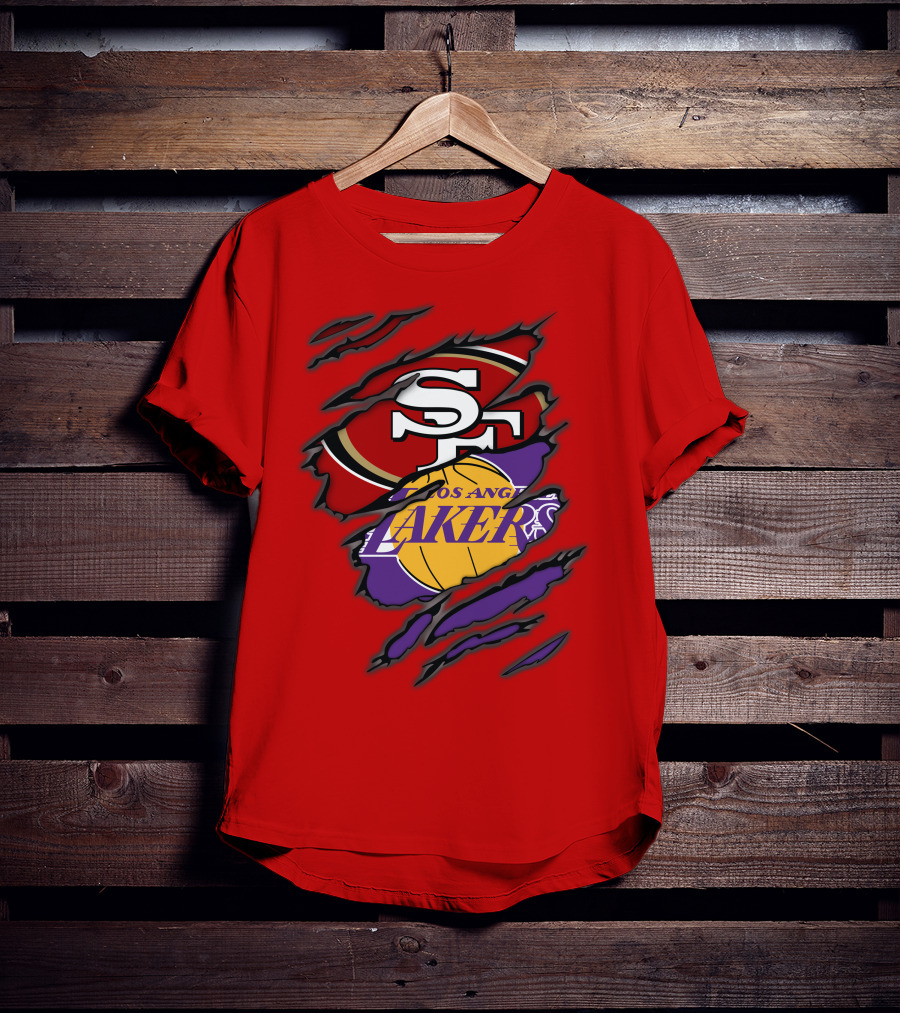 San Francisco 49ers And Los Angeles Lakers Fan T-Shirt