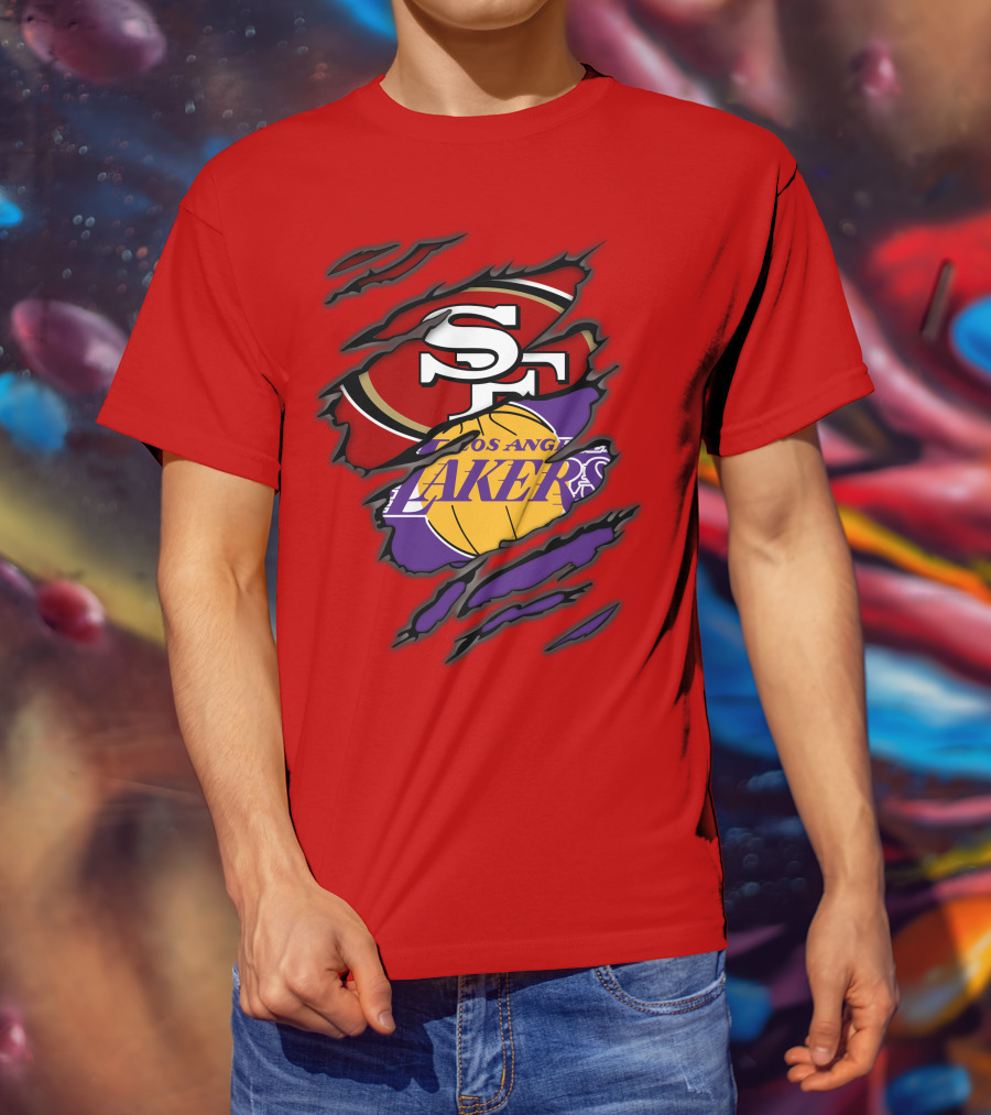 San Francisco 49ers And Los Angeles Lakers Fan T-Shirt