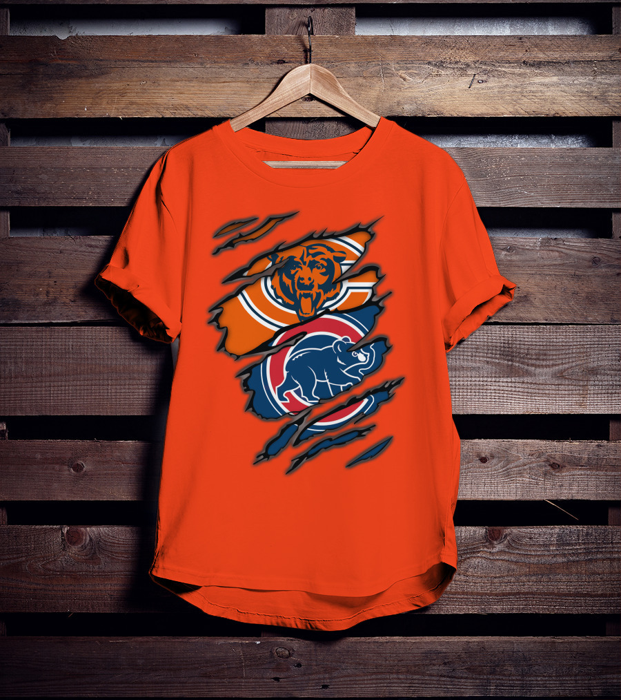 Chicago Bears Cubs Logos Fusion T-Shirt