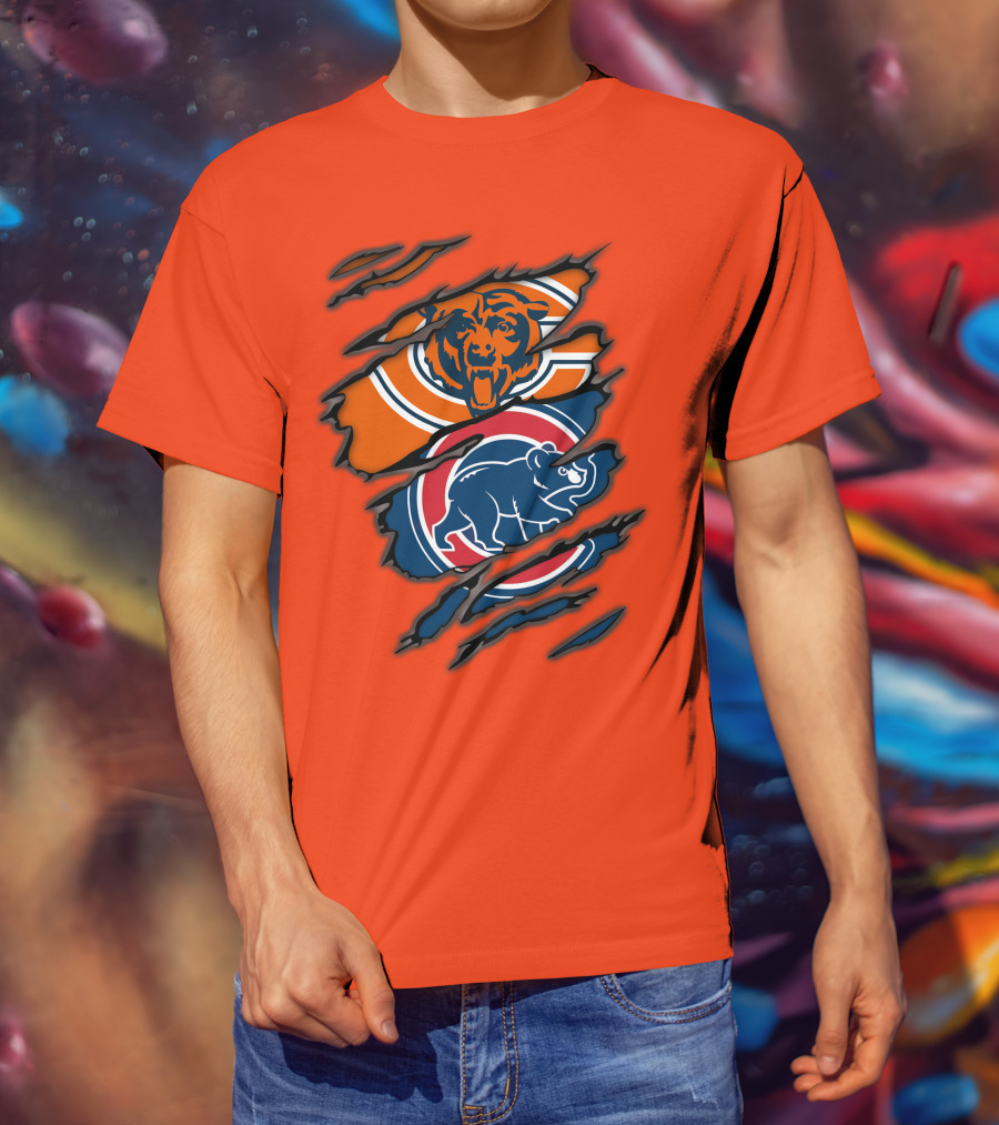 Chicago Bears Cubs Logos Fusion T-Shirt