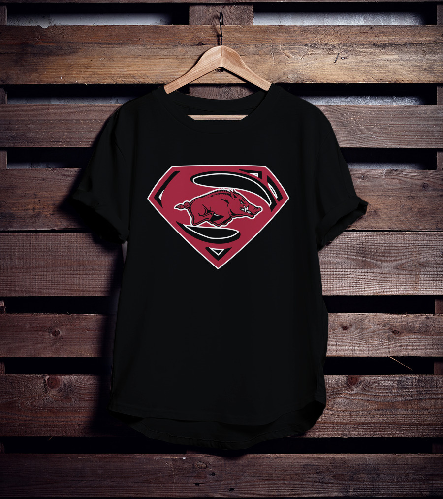 Arkansas Razorbacks Superman Logo Emblem T-Shirt